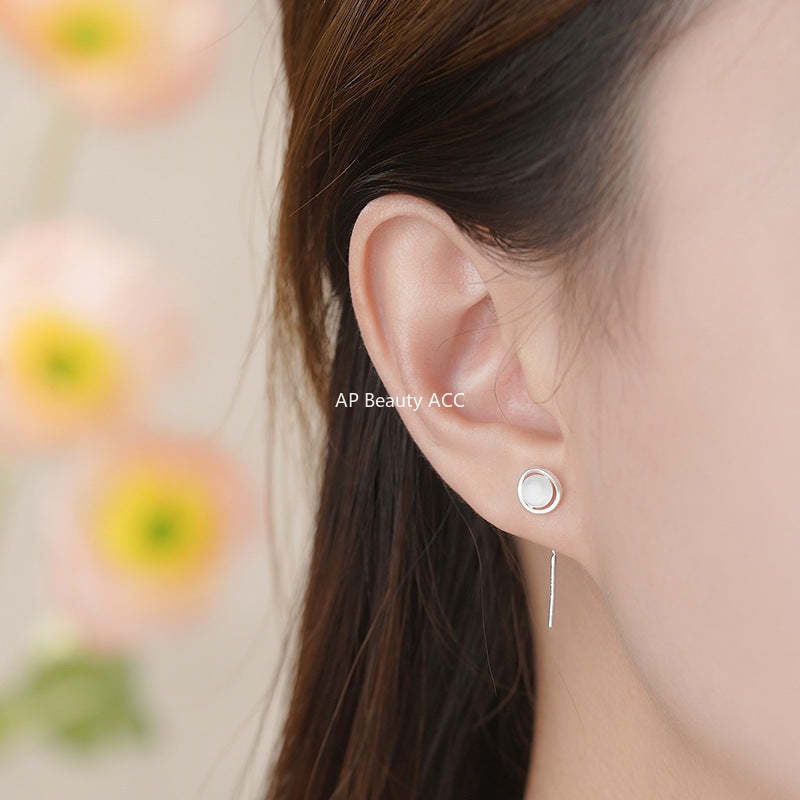 D廠-S999足銀輕奢圓環貓眼石耳線女高級感百搭可愛甜美耳環「YC8417E」25.10-5