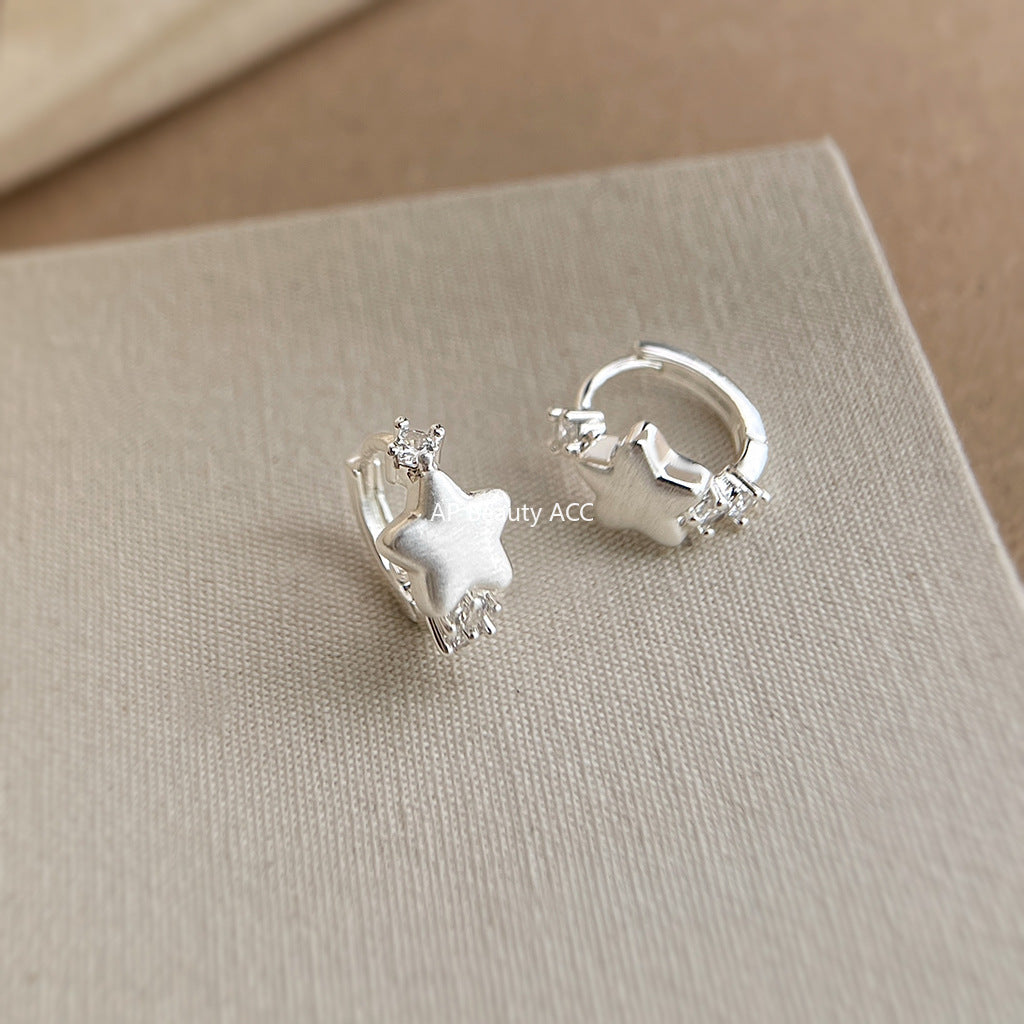 A廠-小爆款 拉絲微鑲鋯石耳環簡約輕奢風通勤高級感新款耳飾工廠耳環女「6927」25.10-3