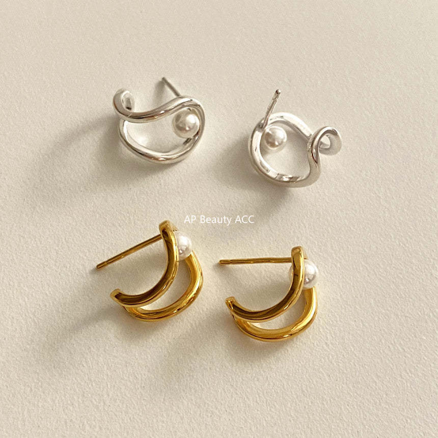 F廠-韓國韓版925純銀人造珍珠耳釘耳扣簡約氣質ins風耳釘「C1231」25.10-5