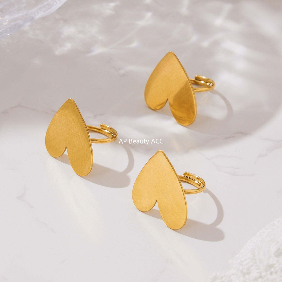 B廠-不鏽鋼大小愛心質感耳環戒指毛衣鏈跨境飾品套裝鍍18k真金「TXP462」25.10-5