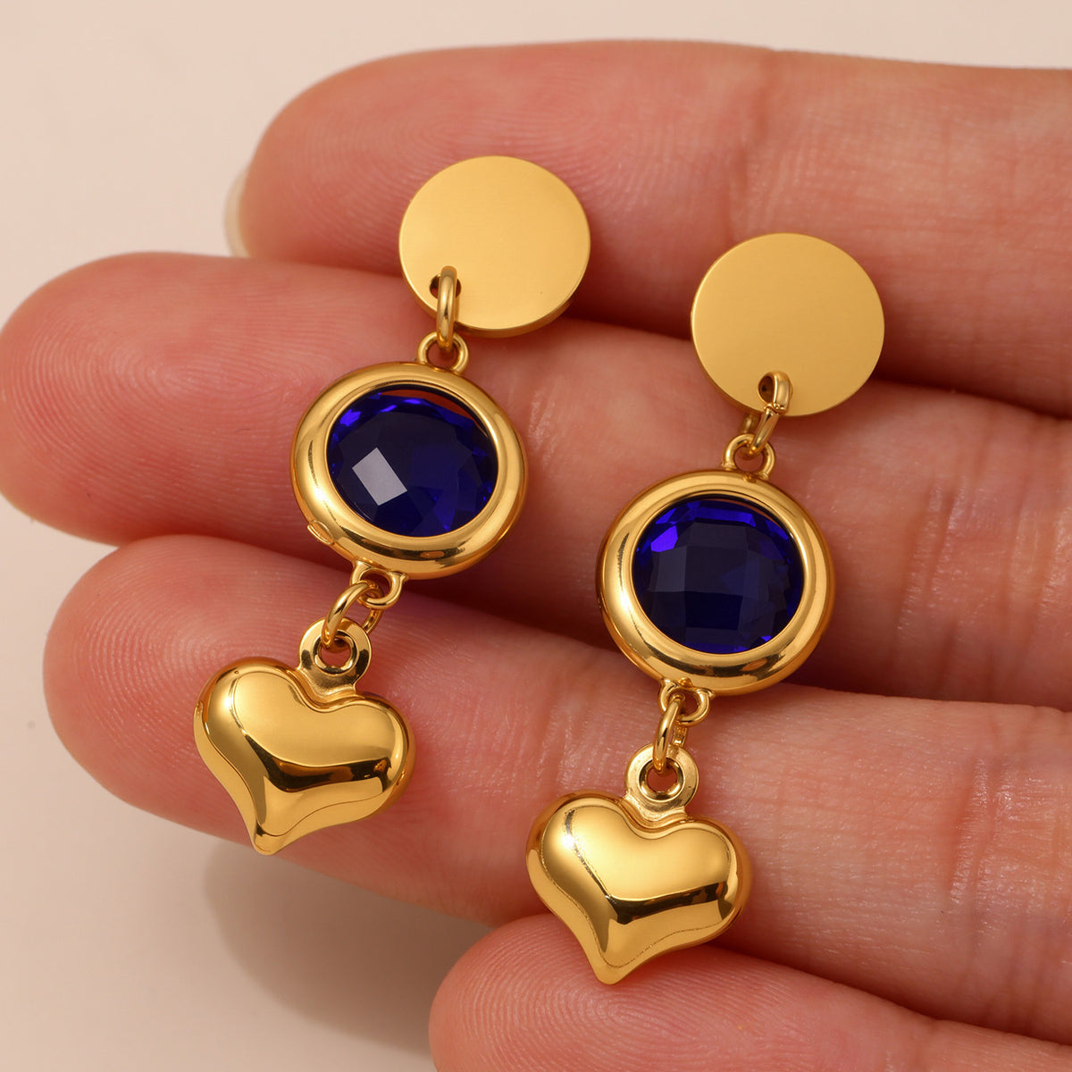 B廠-歐美新款捷克玻璃愛心流蘇耳環時尚氣質不鏽鋼18K真金耳飾「TXF284」25.06-3