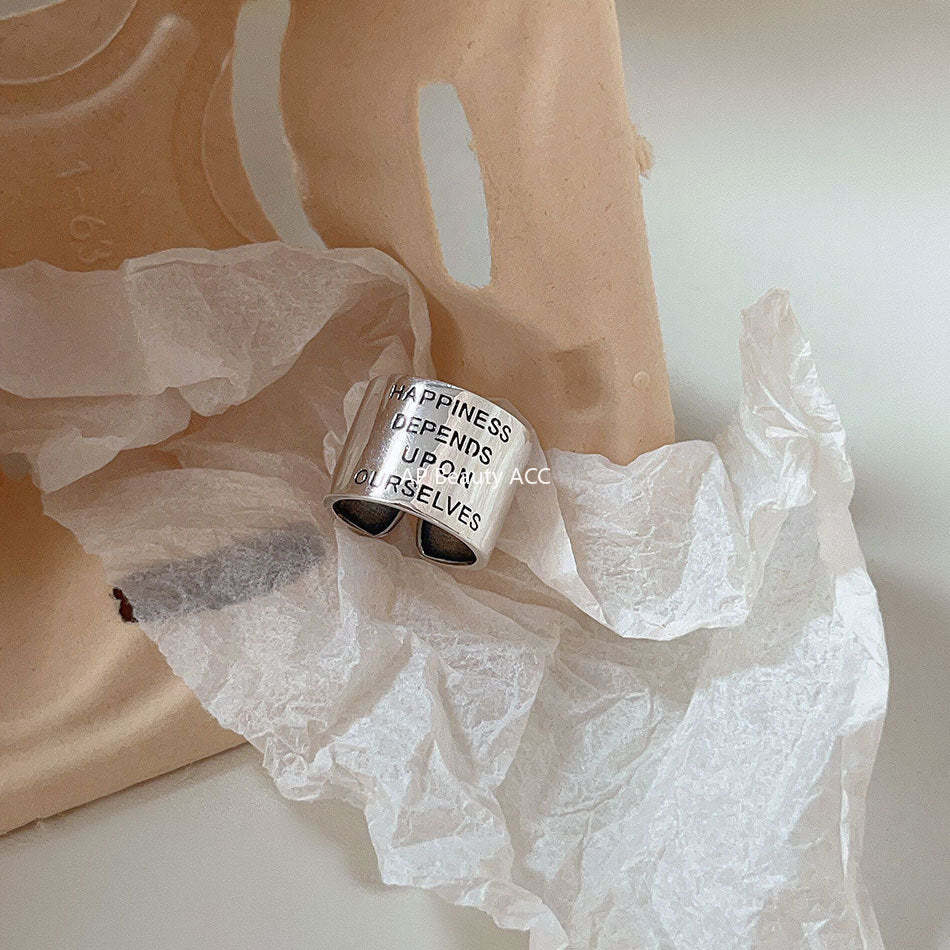 F廠-韓版飾品925純銀復古做舊取悅自我復古寬面戒指指環首飾時尚戒子「J960」25.10-5