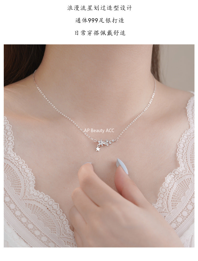 D廠-S999足銀流星項鍊新款微鑲浪漫甜美溫柔可愛送禮鎖骨鏈批發「YC3813N」25.10-2