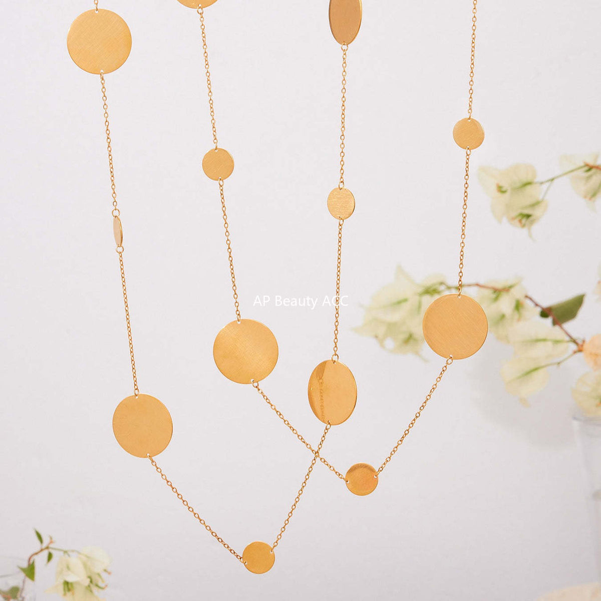 B廠-歐美簡約不鏽鋼大小圓圈項鍊耳環戒指套裝鍍18k金珠寶首飾「TXP458」25.10-5