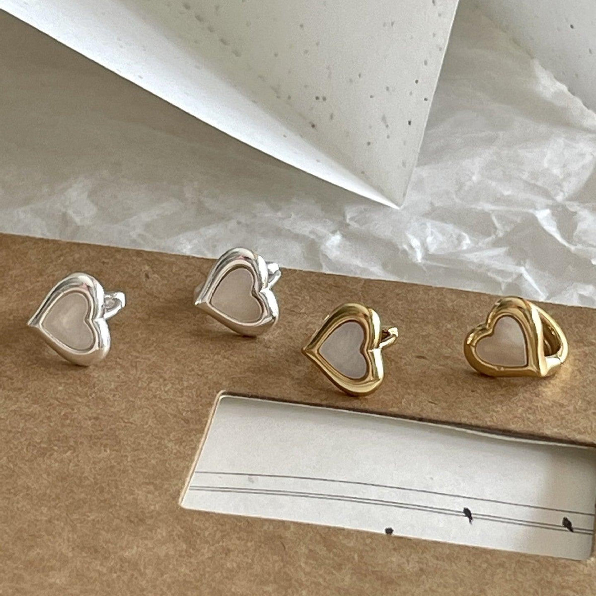 F廠-韓國韓版925純銀蝴蝶結貝殼愛心耳釘耳環簡約氣質百搭ins「C1385」25.04-1