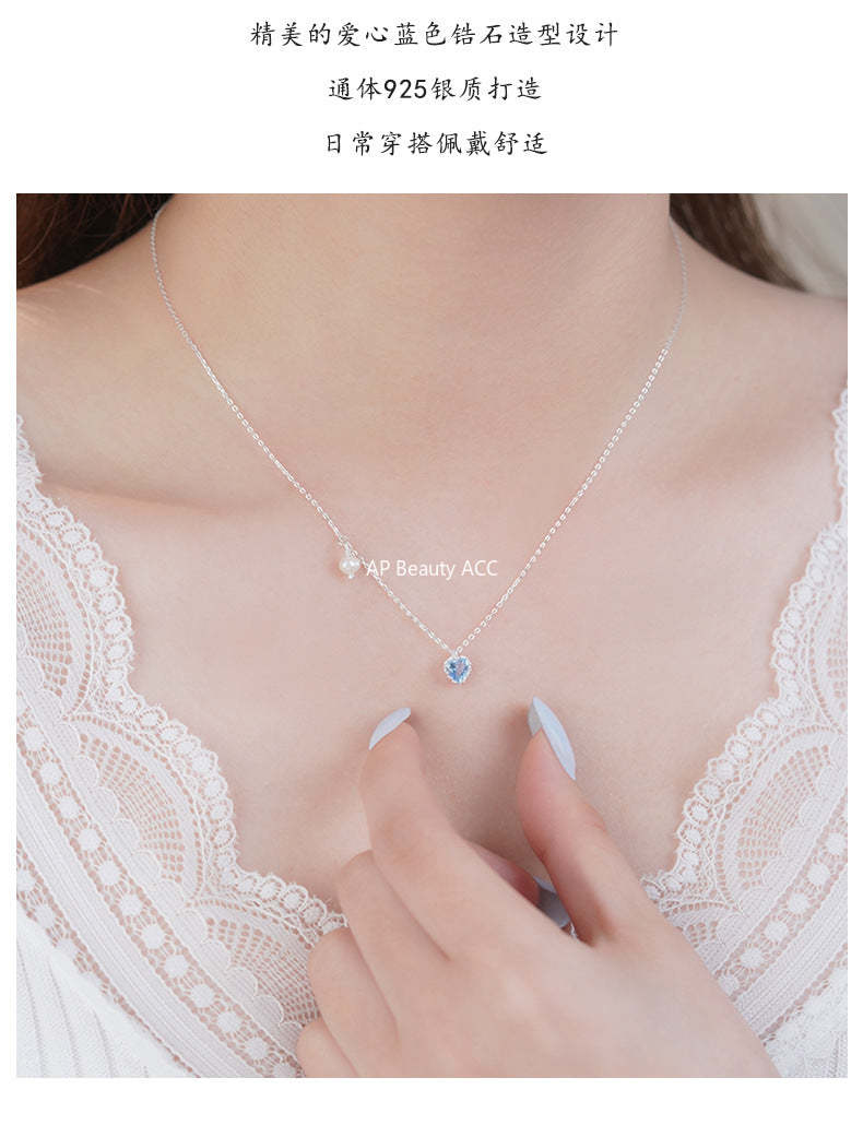 D廠-S925純銀甜美精緻愛心珍珠項鍊女輕奢清新小眾設計高級鎖骨鏈「YC2151N_1」25.10-1