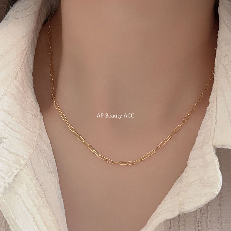 F廠-韓國韓版925純銀設計款鎖鏈重工choker項鍊短款脖鏈頸鏈飾「B567」25.10-1