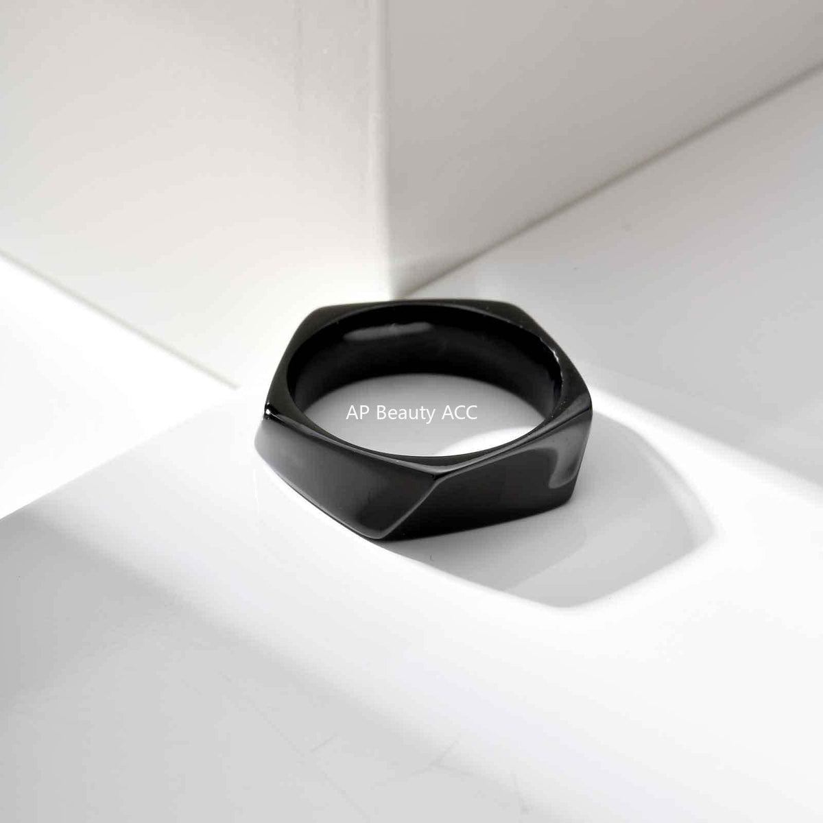 G廠-不鏽鋼男士小眾時尚個性簡約五邊形戒指黑色男士飾品「RC-915」25.10-5