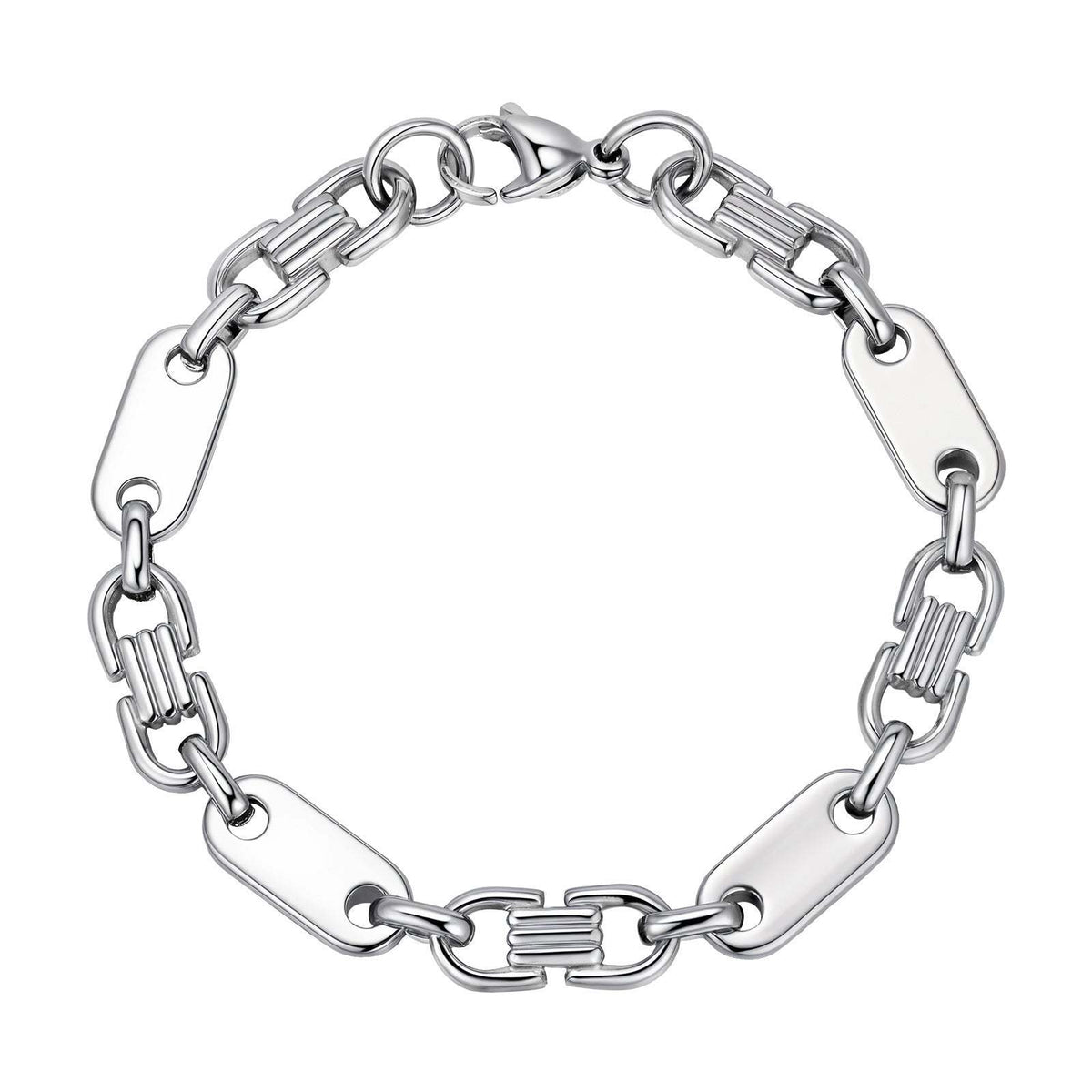 G廠-不鏽鋼扁節鏈小眾百搭簡約大氣男潮流手工鏈手鍊鋼色「BR-2705」25.10-5