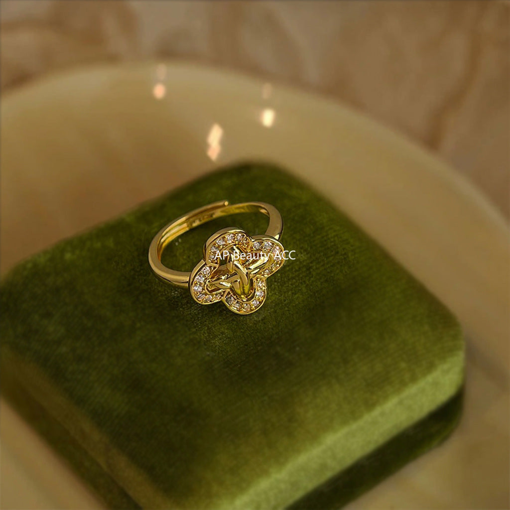 A廠-厚鍍18K真金保色微鑲鋯石開口可調幾何時尚高級感戒指新款「6904」25.10-2