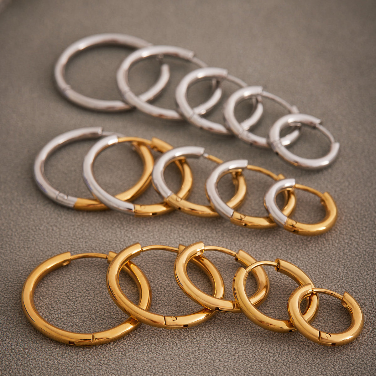 B廠-ins小眾設計感不鏽鋼幾何素圈耳環百搭時尚耳飾鍍18k金批發「F596」25.08-5