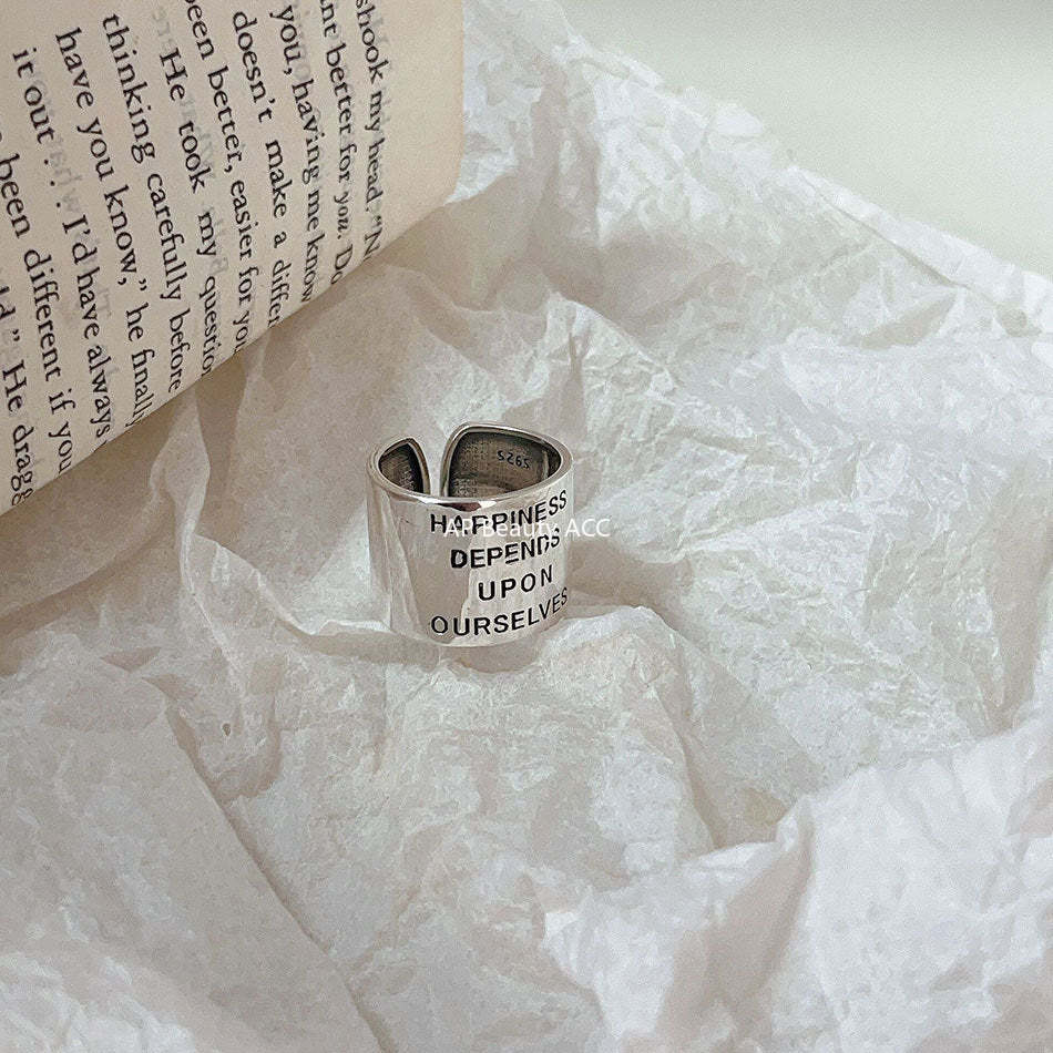 F廠-韓版飾品925純銀復古做舊取悅自我復古寬面戒指指環首飾時尚戒子「J960」25.10-5