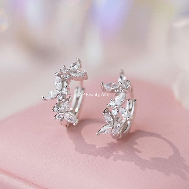 D廠-S999足銀韓版韓風蝴蝶耳扣女優雅文藝氣質甜美溫柔可愛耳飾「YC7071E_1」25.10-5