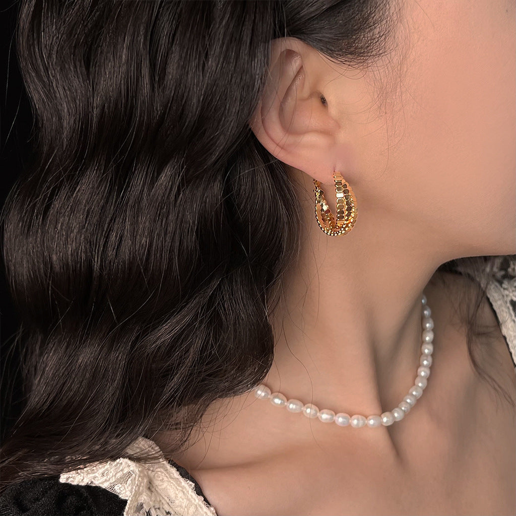 A廠-時尚通勤高級感鍍14K圓形幾何百搭耳環2025年新款耳環飾品工廠「5721-5722」25.04-3