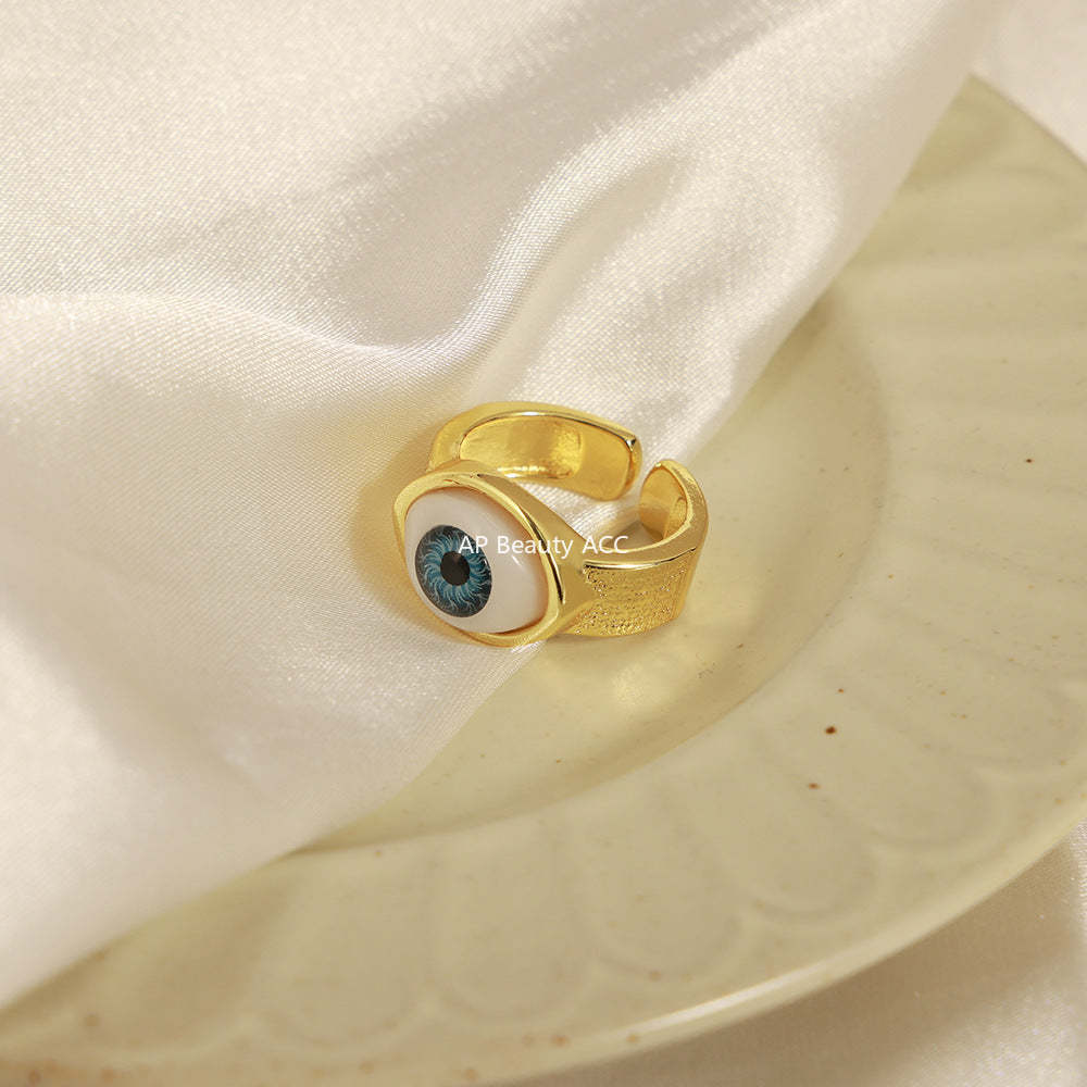 B廠-跨境嘻哈風女式銅鍍真金指環惡魔之眼開口手環手鐲歐美風個性套裝「Y088」25.10-5