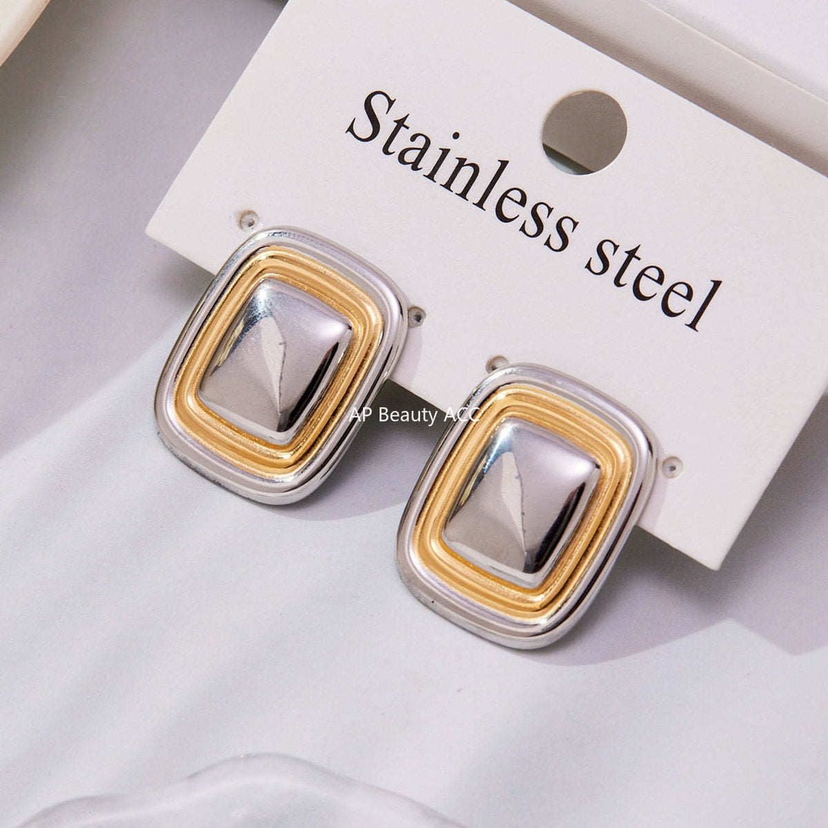 B廠-跨境新款不鏽鋼空心8子耳環ins小眾設計耳飾鍍18k金不掉色「F625-F626」25.10-5