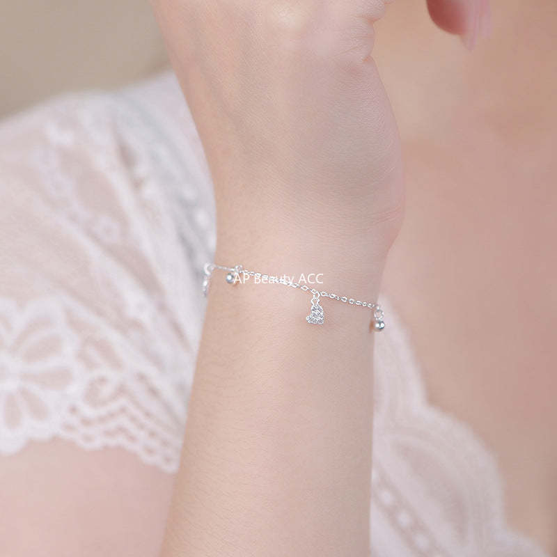 D廠-S999足銀簡約愛心圓珠手鍊精緻甜美疊戴韓風日常通勤手飾批發「YC4225SL_1」25.10-4