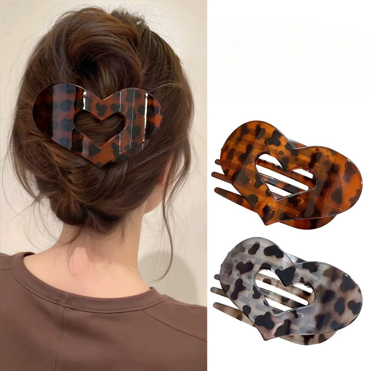 E廠-不硌頭PC豹紋髮夾女高級2025新款髮飾髮量多扁平盤髮後腦勺抓夾「27373」25.08-4