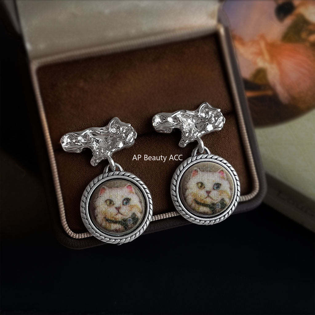 A廠-個性小眾設計手工設計感ins貓咪耳環女 新款買手店耳飾貨源批發「6974」25.10-5