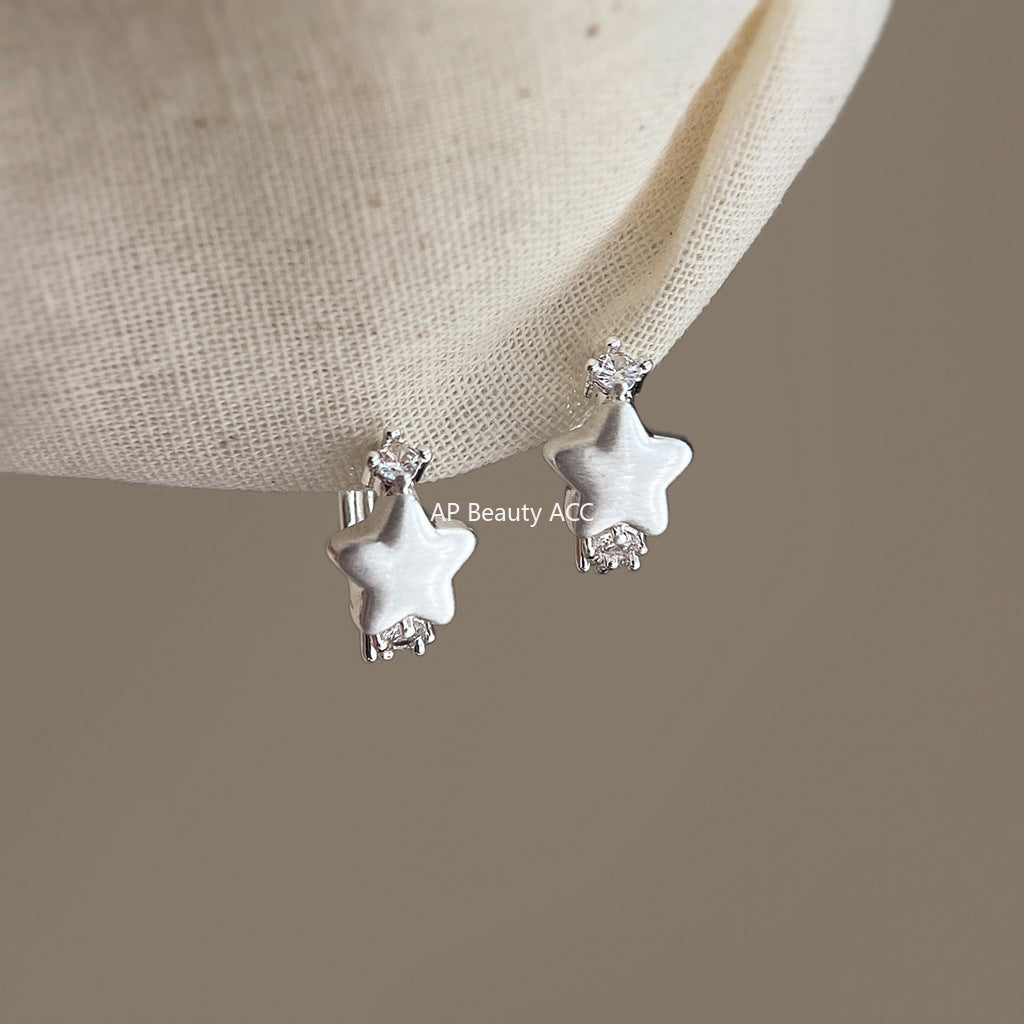 A廠-小爆款 拉絲微鑲鋯石耳環簡約輕奢風通勤高級感新款耳飾工廠耳環女「6927」25.10-3