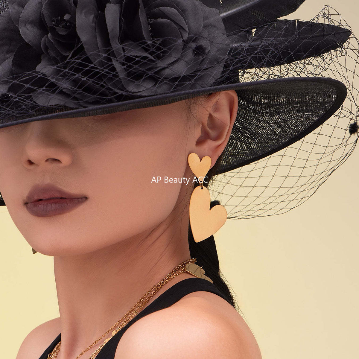 B廠-不鏽鋼大小愛心質感耳環戒指毛衣鏈跨境飾品套裝鍍18k真金「TXP462」25.10-5