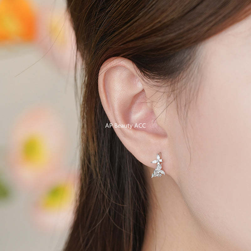 D廠-S999足銀韓版韓風蝴蝶耳扣女優雅文藝氣質甜美溫柔可愛耳飾「YC7071E_1」25.10-5