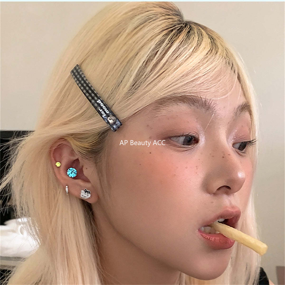 C廠-夏季多巴胺白色鋯石耳釘女精緻時尚甜酷風鈦鋼耳環簡約高級感耳飾「EH-4085」25.10-4