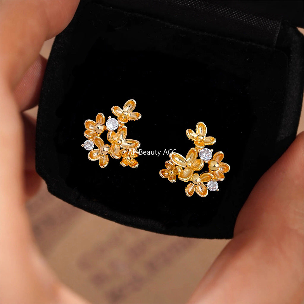 A廠-原創桂花系! 925銀針保色電鍍設計師款花朵耳飾新款耳環工廠 飾品「6932」25.10-3