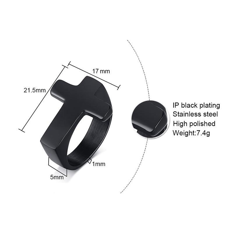 G廠-鈦鋼流行飾品十字架鑄造戒指男士金色黑色歐美風戒指批發「RC-433」25.04-2