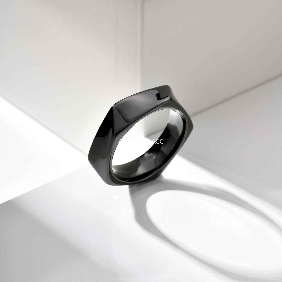 G廠-不鏽鋼男士小眾時尚個性簡約五邊形戒指黑色男士飾品「RC-915」25.10-5