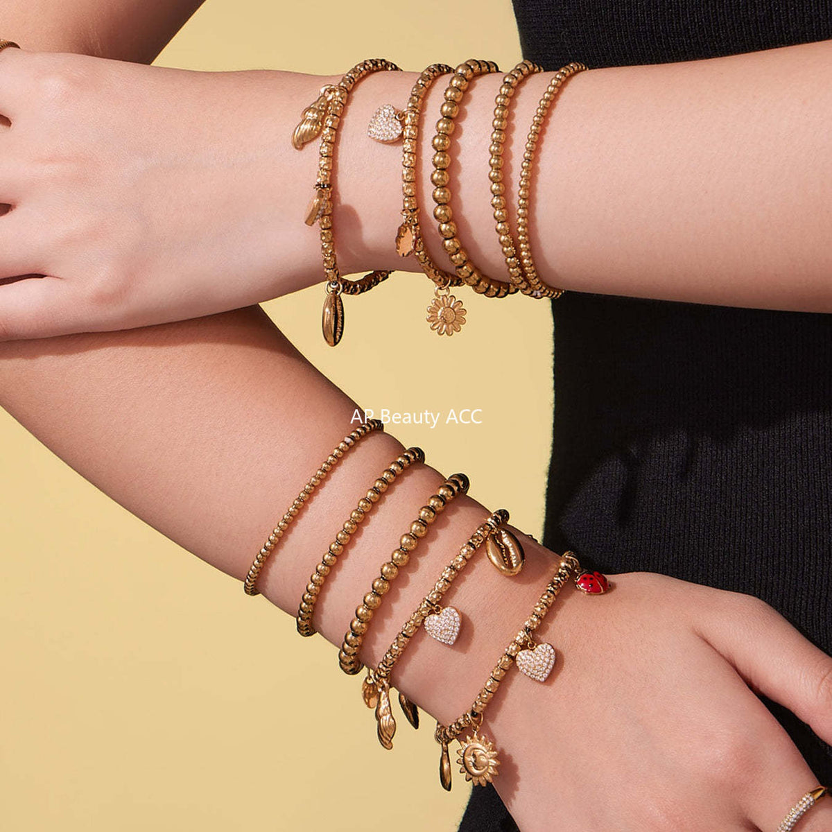 B廠-不鏽鋼滿鑽愛心DIY多配件吊墜壓紋鋼珠手鍊鍍18k真金不掉色「E696-E697-E698」25.10-5