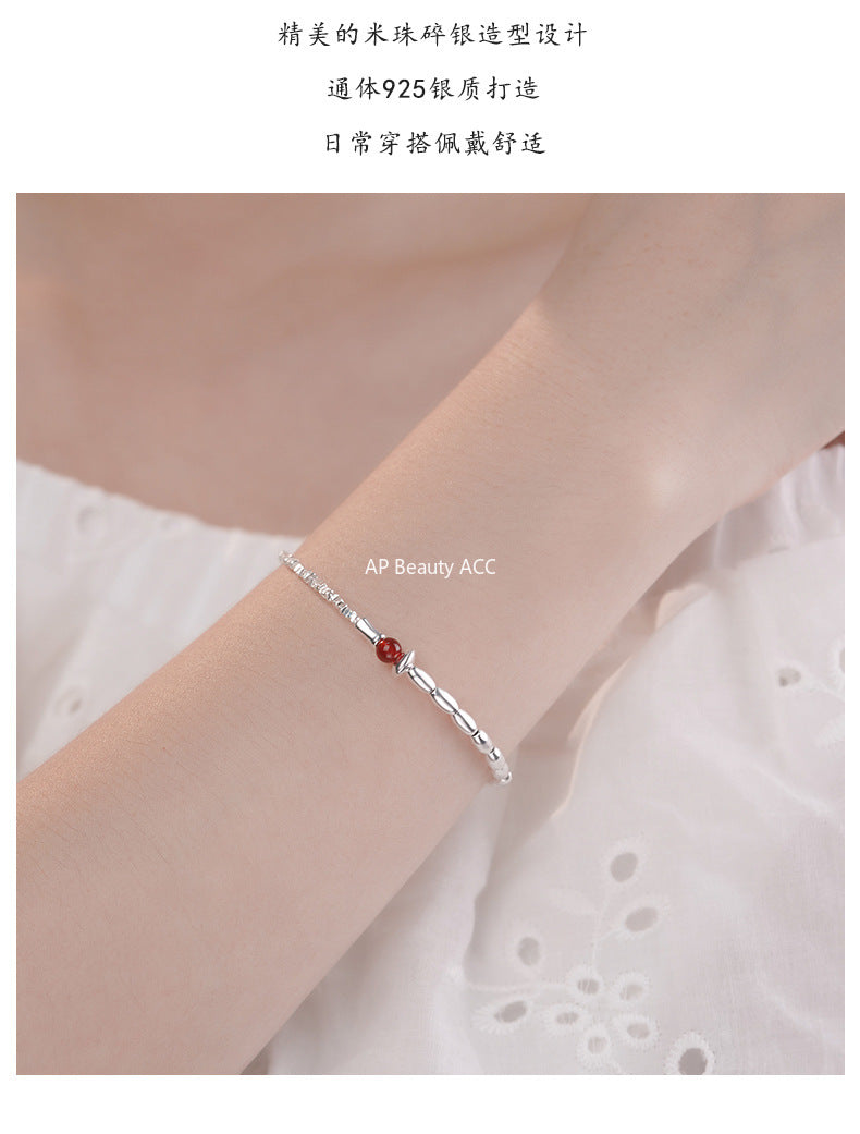 D廠-S925純銀瑪瑙碎銀子手鍊極簡風個性獨特高級感中式手飾批發「YC4706SL_1」25.10-2