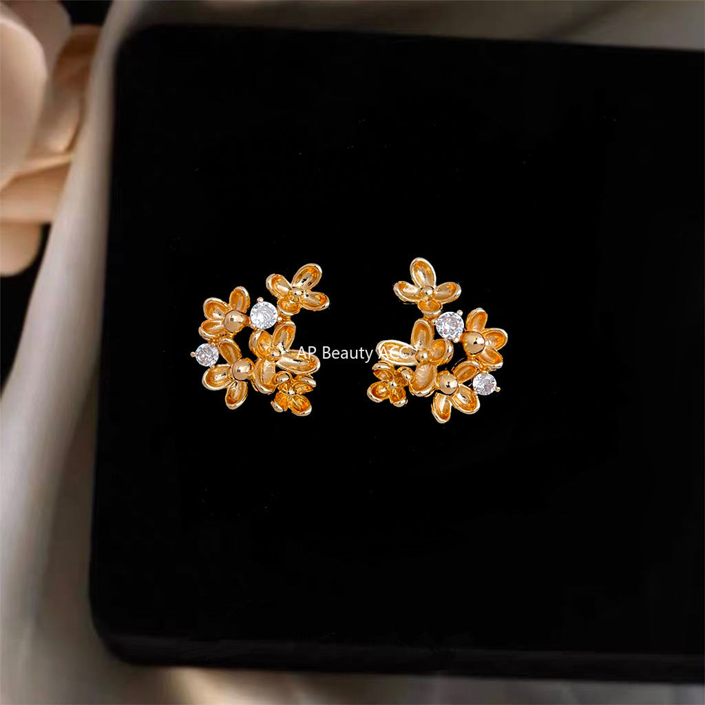 A廠-原創桂花系! 925銀針保色電鍍設計師款花朵耳飾新款耳環工廠 飾品「6932」25.10-3