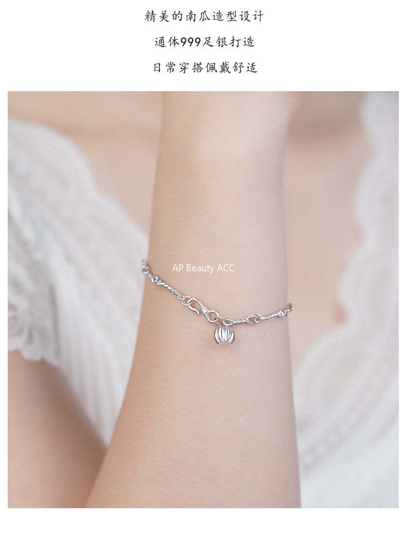 D廠-S999足銀輕奢南瓜手鍊女可愛童趣搞怪韓版甜美小眾精緻手鍊「YC4779SL_1」25.10-5