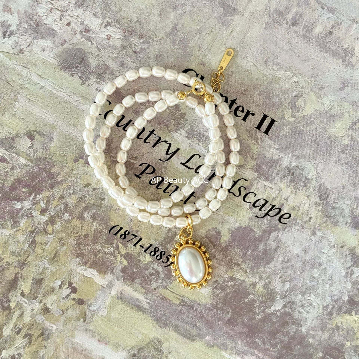 F廠-韓國韓版飾品925純銀人造水晶玻璃珍珠吊墜項鍊頸鏈「B878」25.10-5