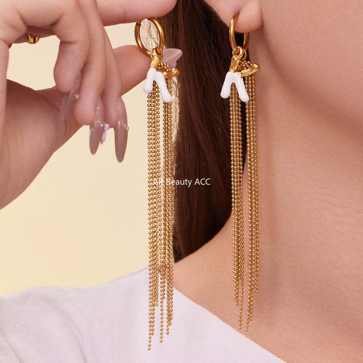 B廠-不鏽鋼K字母滴油流蘇吊墜耳環ins法式潮流個性耳飾鍍18k金「F116」25.10-5