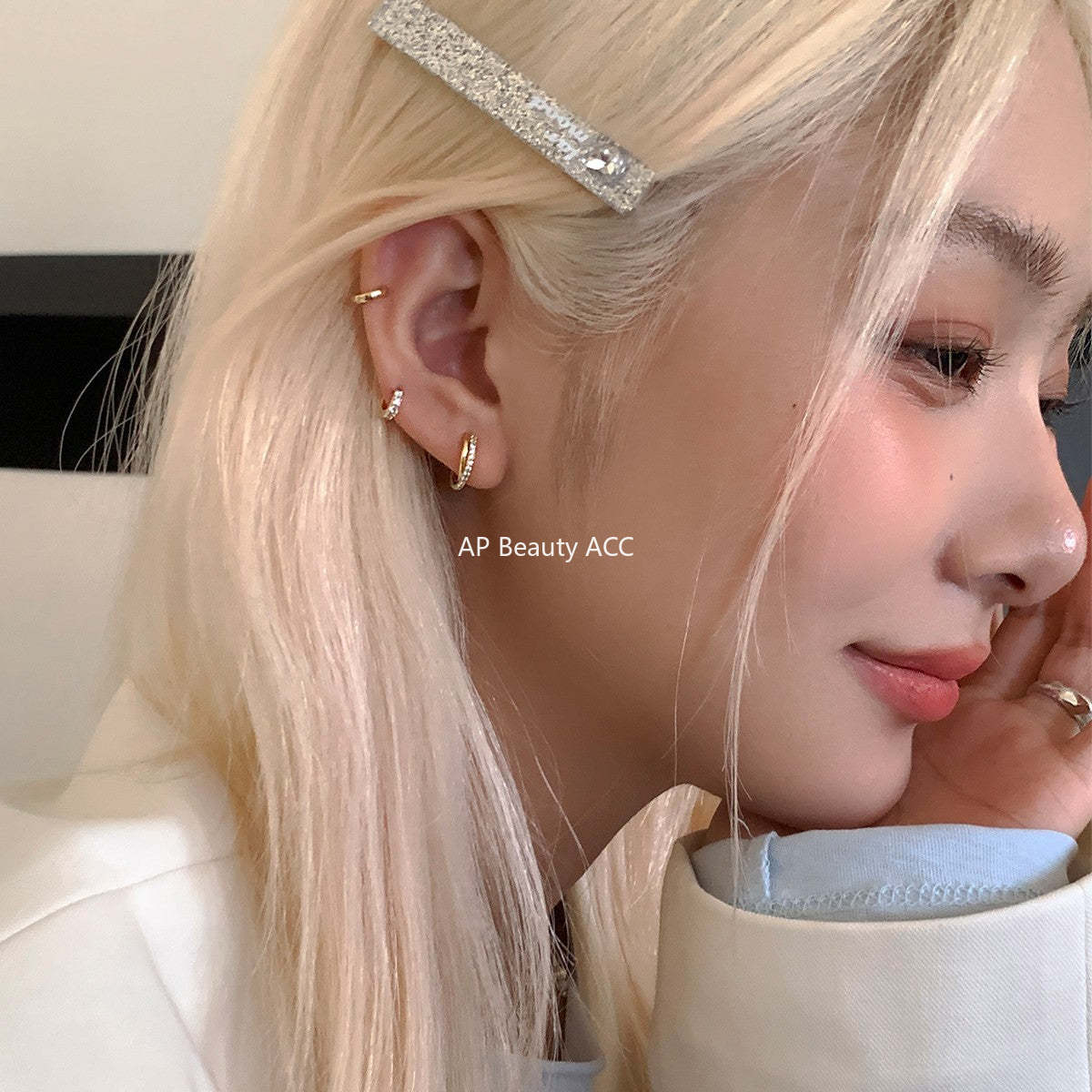 C廠-韓版ins莫比烏斯銀針耳環女小眾設計感高級鋯石耳圈簡約秋冬耳飾「EH-4132」25.10-5