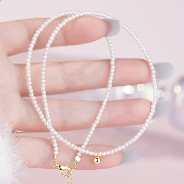 D廠-S925銀圓珠珍珠項鍊輕奢法式復古設計溫柔精美鎖骨鏈「YC4062N」25.10-2