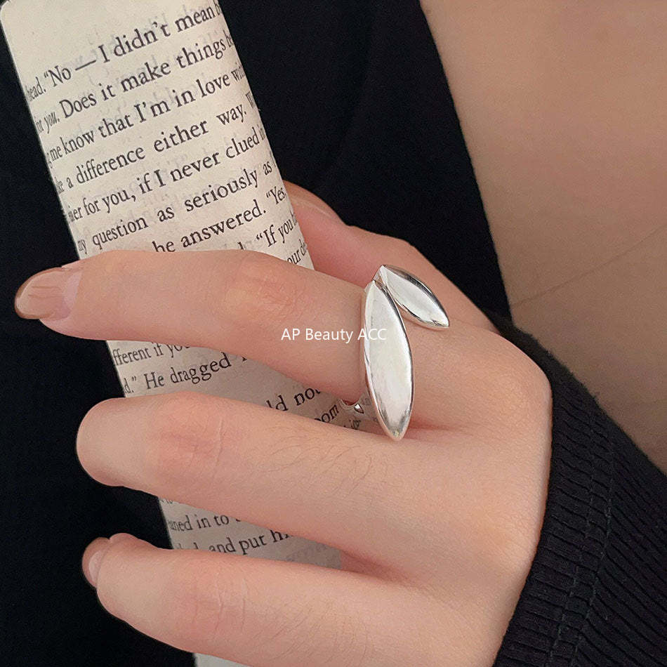 F廠-韓國韓版S925純銀組合幾何面 光面簡約戒指開口指環「J343」25.10-5