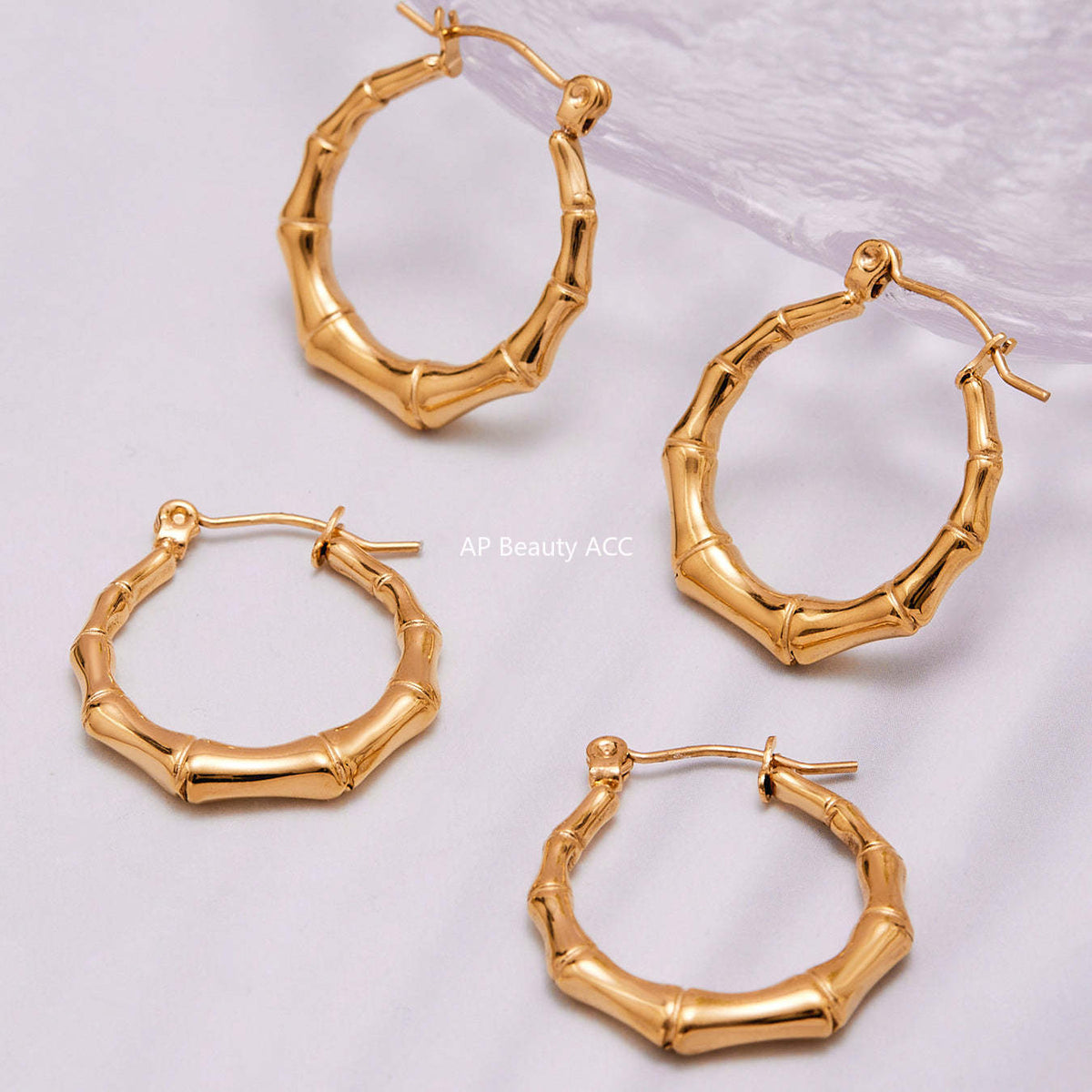 B廠-不鏽鋼幾何竹節U型耳環ins小眾設計耳飾鍍18k真金珠寶首飾「F622」25.10-5