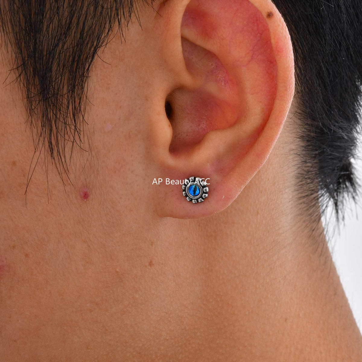 G廠-不鏽鋼潮流玩家樹脂惡魔之眼中性款街頭鬆弛感耳釘鋼色「ES-749」25.10-5