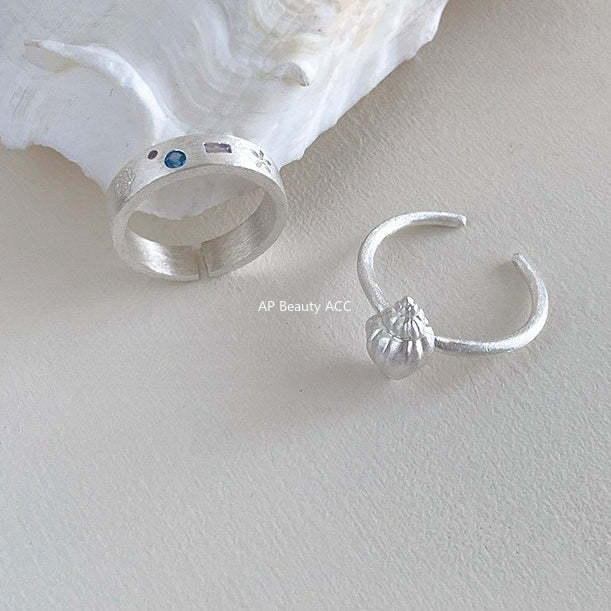 C廠-925純銀ins度假風海螺貝殼戒指女簡約精緻百搭高級感拉絲食指戒「JZ-0714」25.10-5