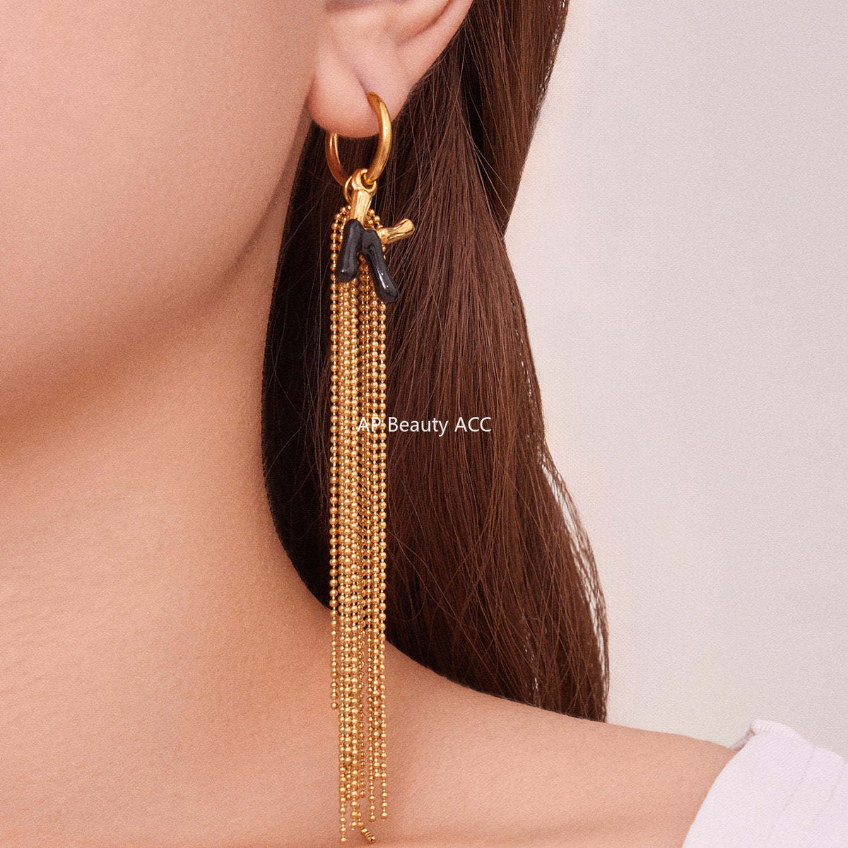 B廠-不鏽鋼K字母滴油流蘇吊墜耳環ins法式潮流個性耳飾鍍18k金「F116」25.10-5