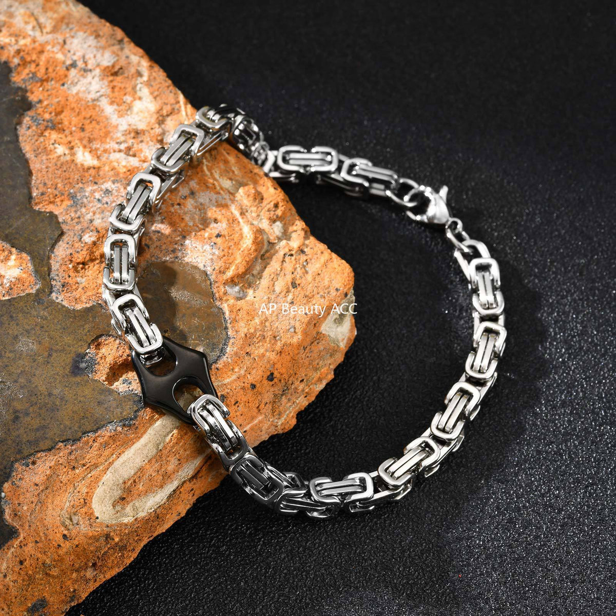 G廠-不鏽鋼單個日字配件拜佔庭鏈手鍊「BR-2701」25.10-5