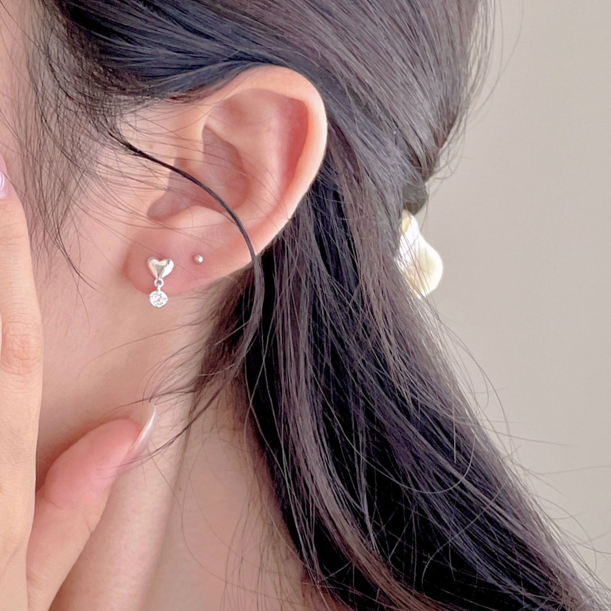 F廠-韓國韓版925純銀愛心鋯石耳釘耳環簡約氣質百搭ins風耳飾「C1421」25.08-3