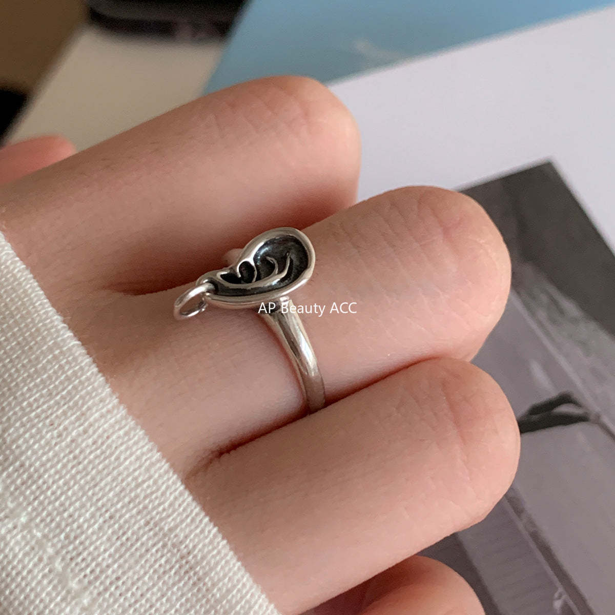 C廠-輕奢復古設計感小耳朵戒指女冷淡風氣質個性純銀食指環ins新指環「JZ-0657」25.10-5