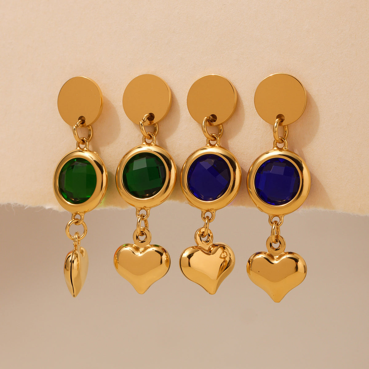 B廠-歐美新款捷克玻璃愛心流蘇耳環時尚氣質不鏽鋼18K真金耳飾「TXF284」25.06-3