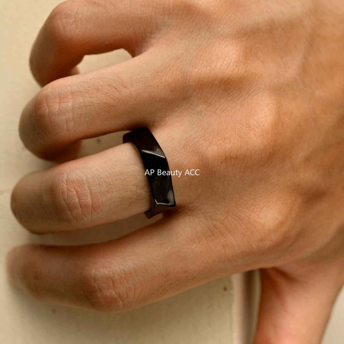 G廠-不鏽鋼男士小眾時尚個性簡約五邊形戒指黑色男士飾品「RC-915」25.10-5