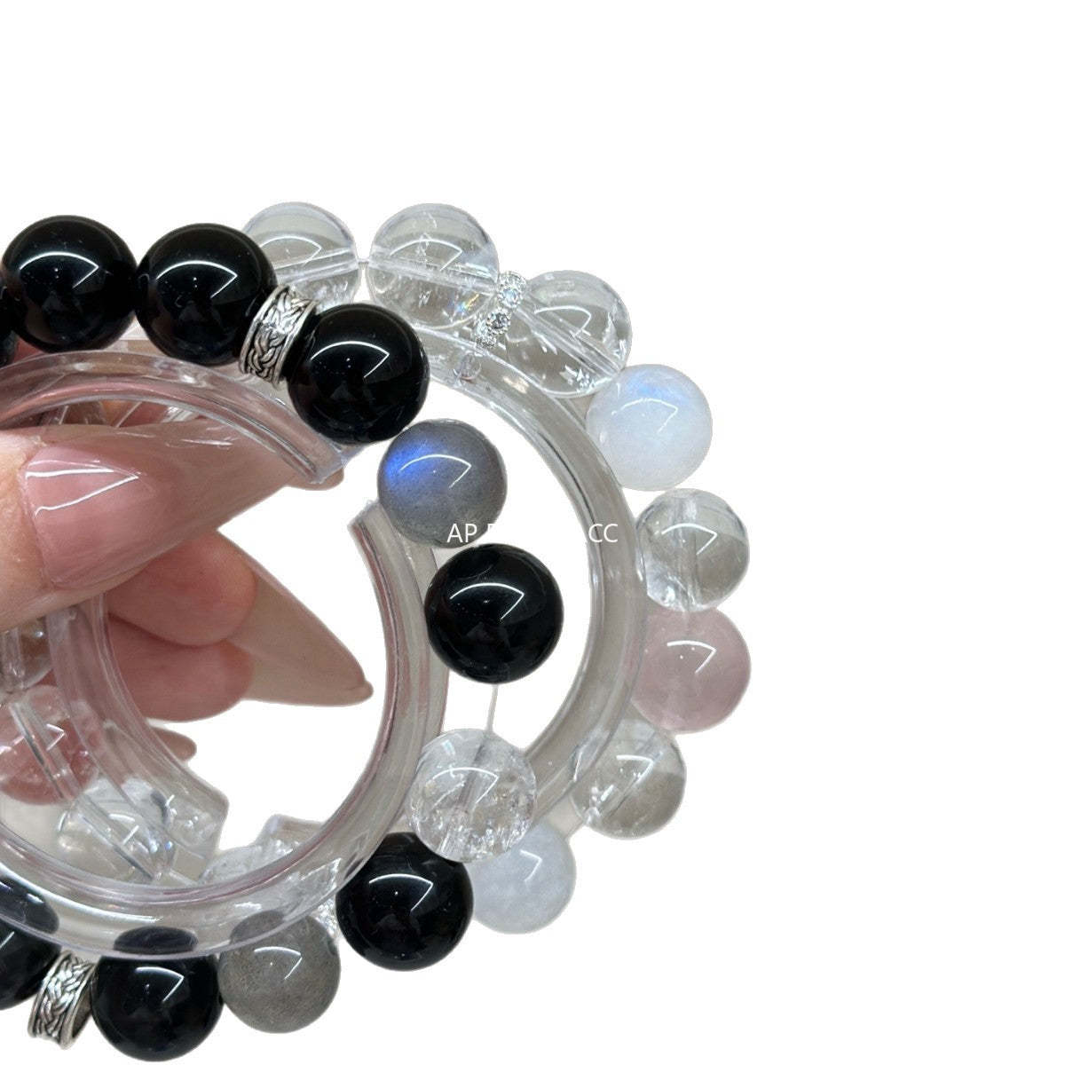 AS廠-新中式手鍊黑曜石灰月光白阿塞藍月光手鍊原創情侶款禮物手鍊「l2841」25.10-4