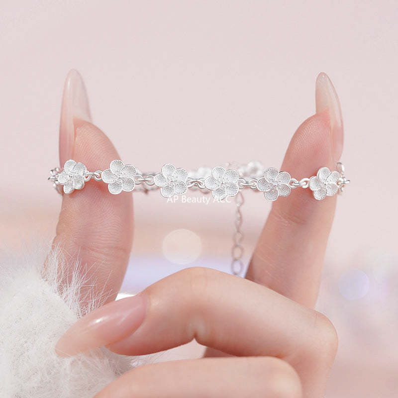 D廠-S999足銀花朵手鍊小清新設計感高級清新森系仙女精美手飾批發「YC4589SL_1」25.10-5